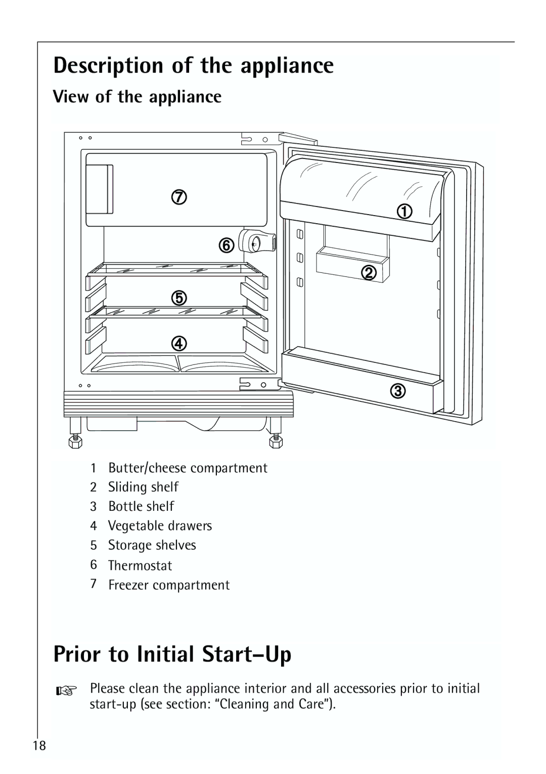 Electrolux U 96040-4 i Description of the appliance, Prior to Initial Start-Up, View of the appliance 