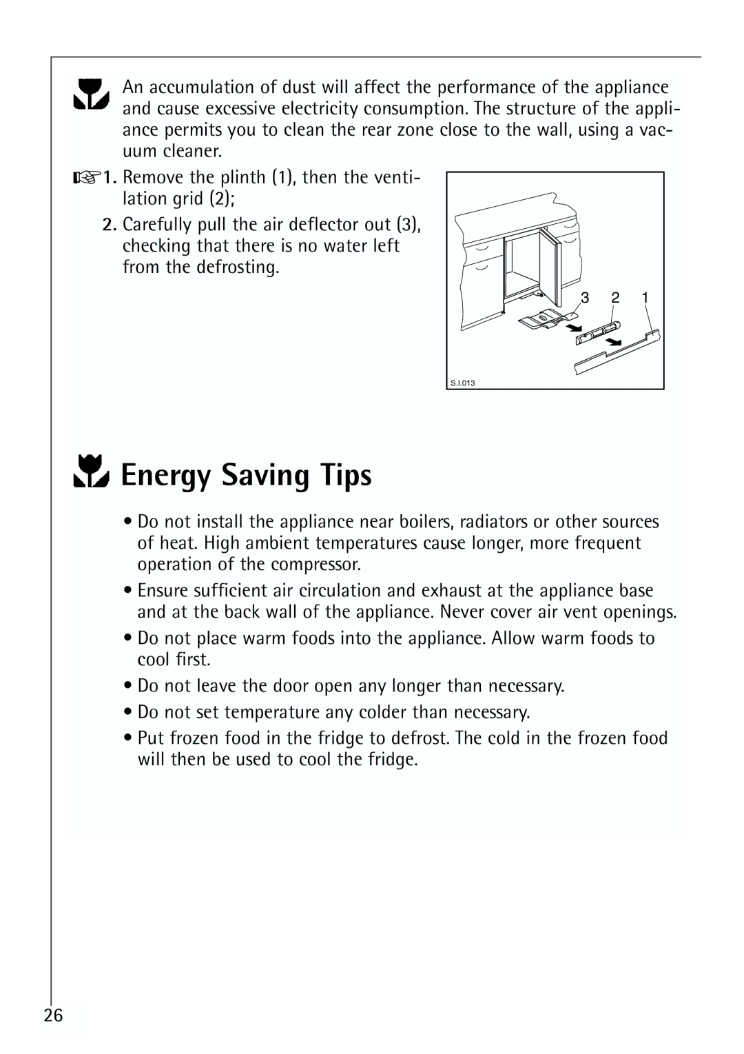 Electrolux U 96040-4 i installation instructions Energy Saving Tips 