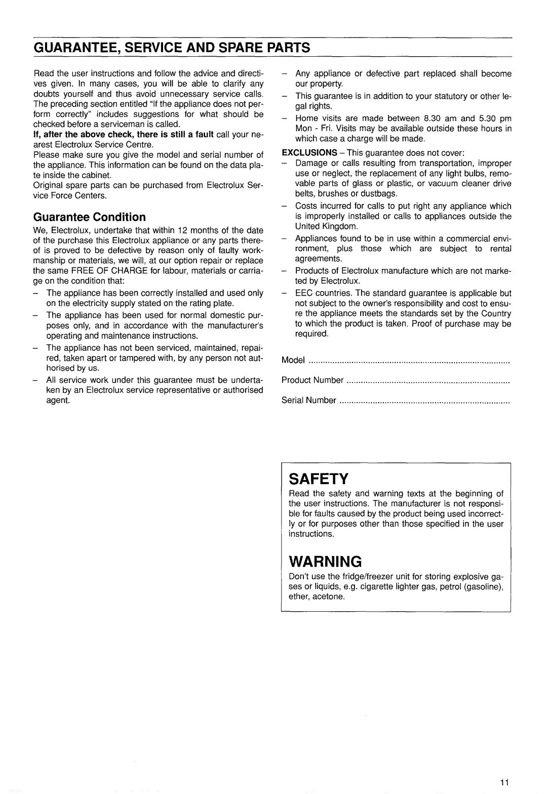 Electrolux U01055 manual 