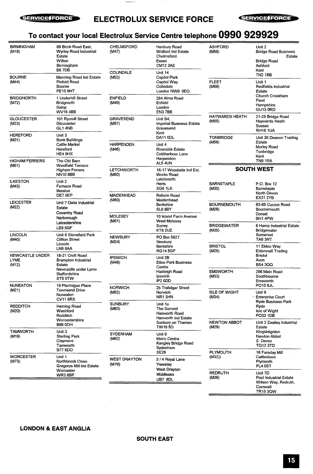 Electrolux U01204 manual 