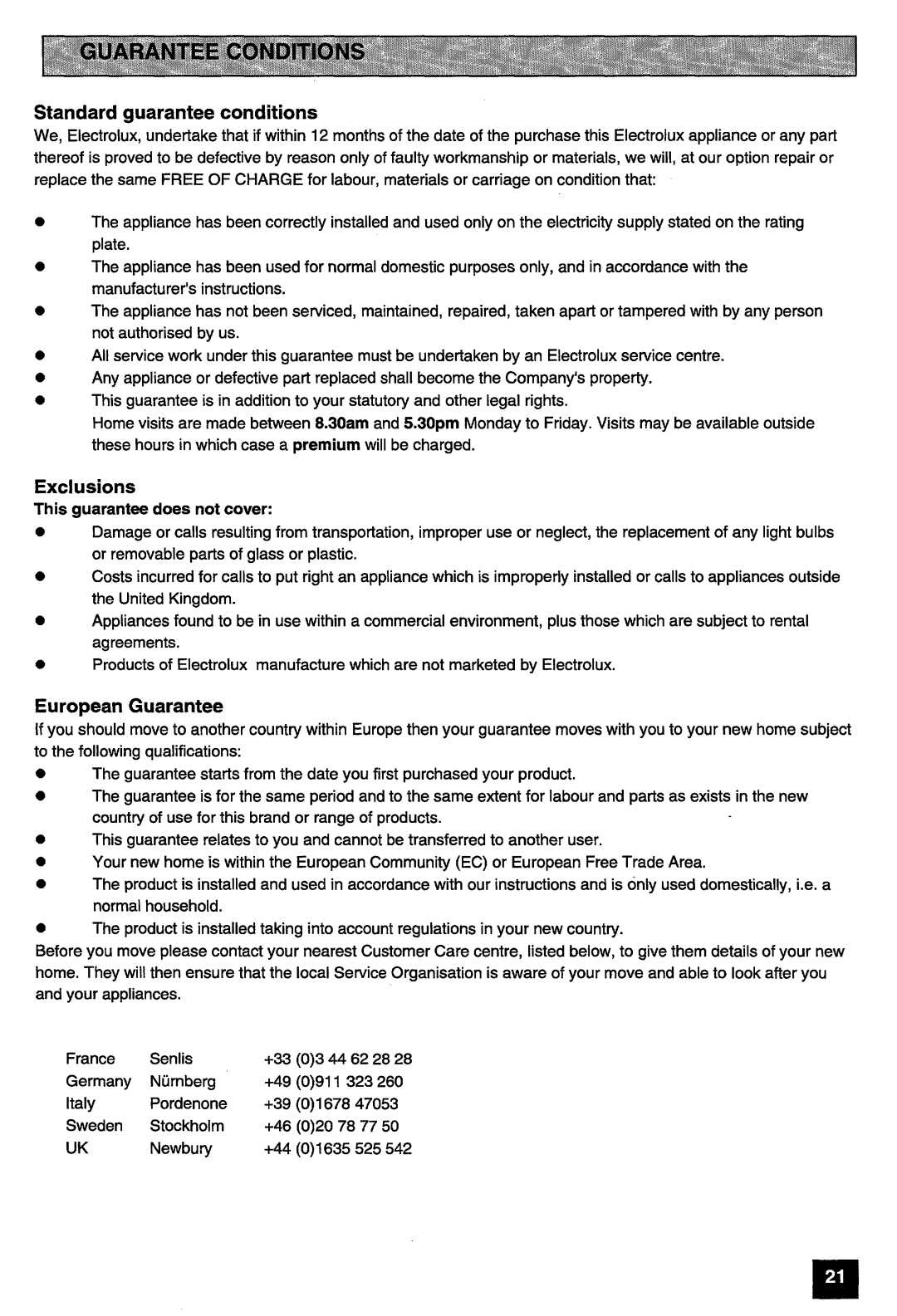 Electrolux U01204 manual 