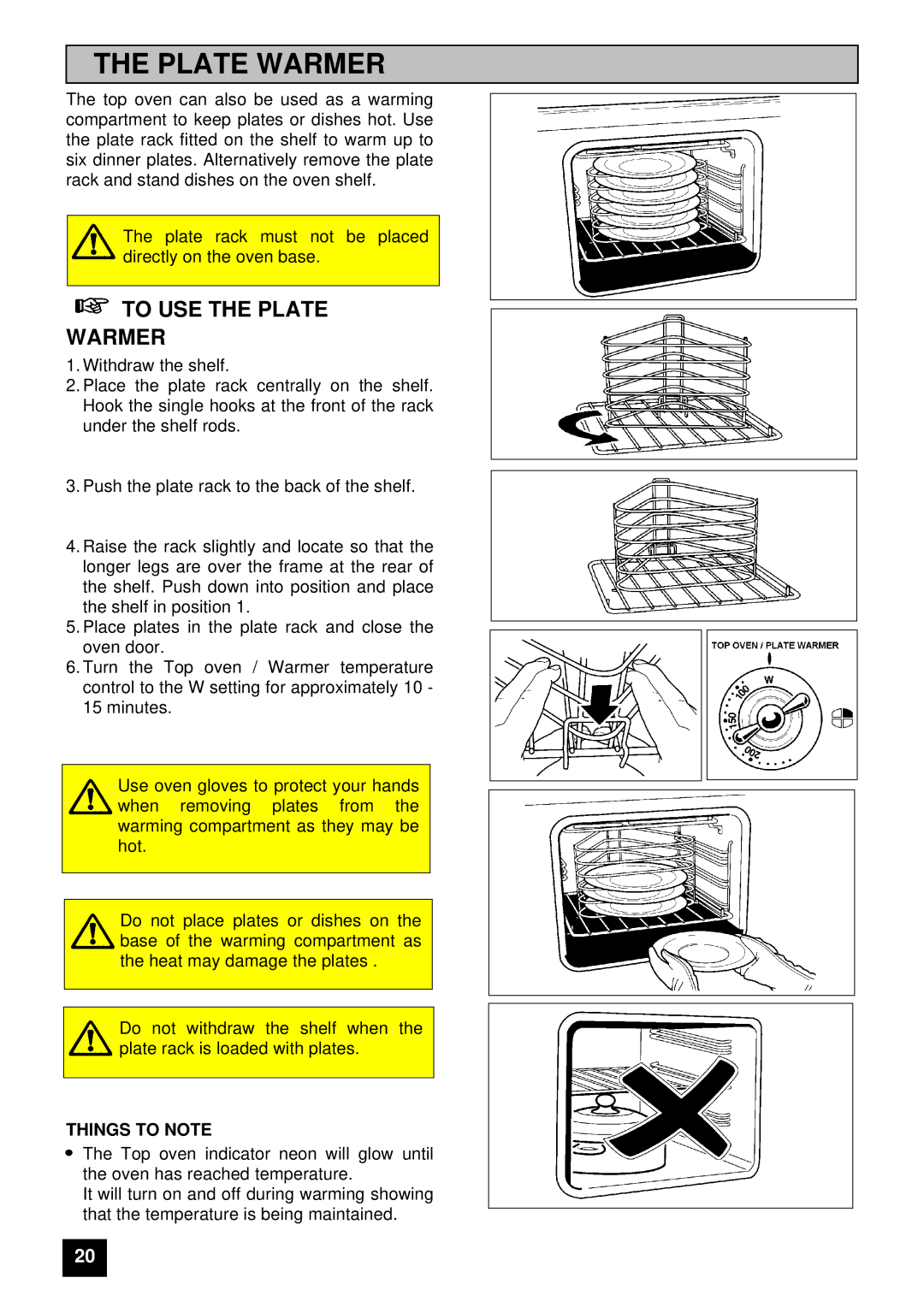 Electrolux U03059 installation instructions To USE the Plate Warmer 