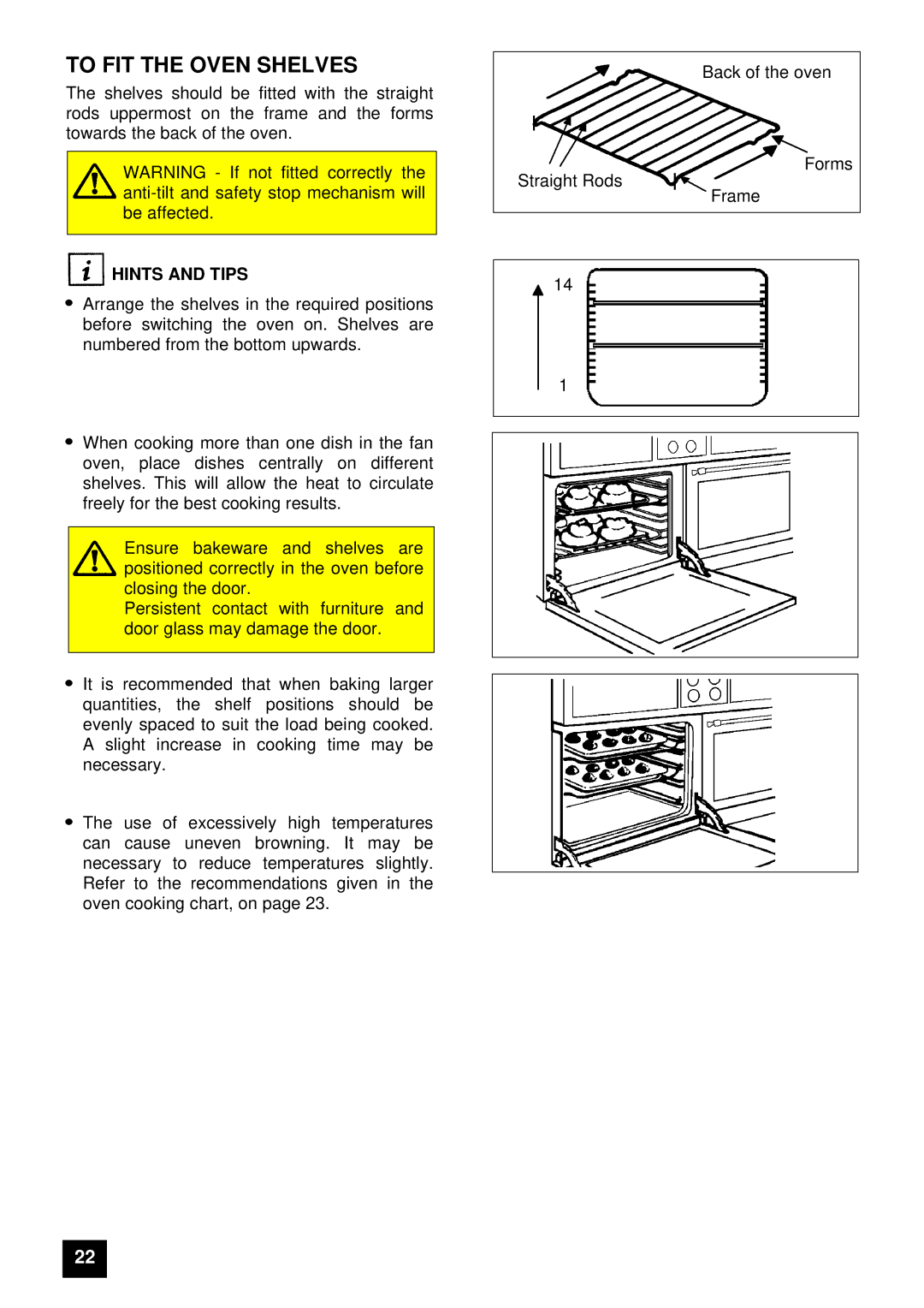 Electrolux U03059 installation instructions To FIT the Oven Shelves 