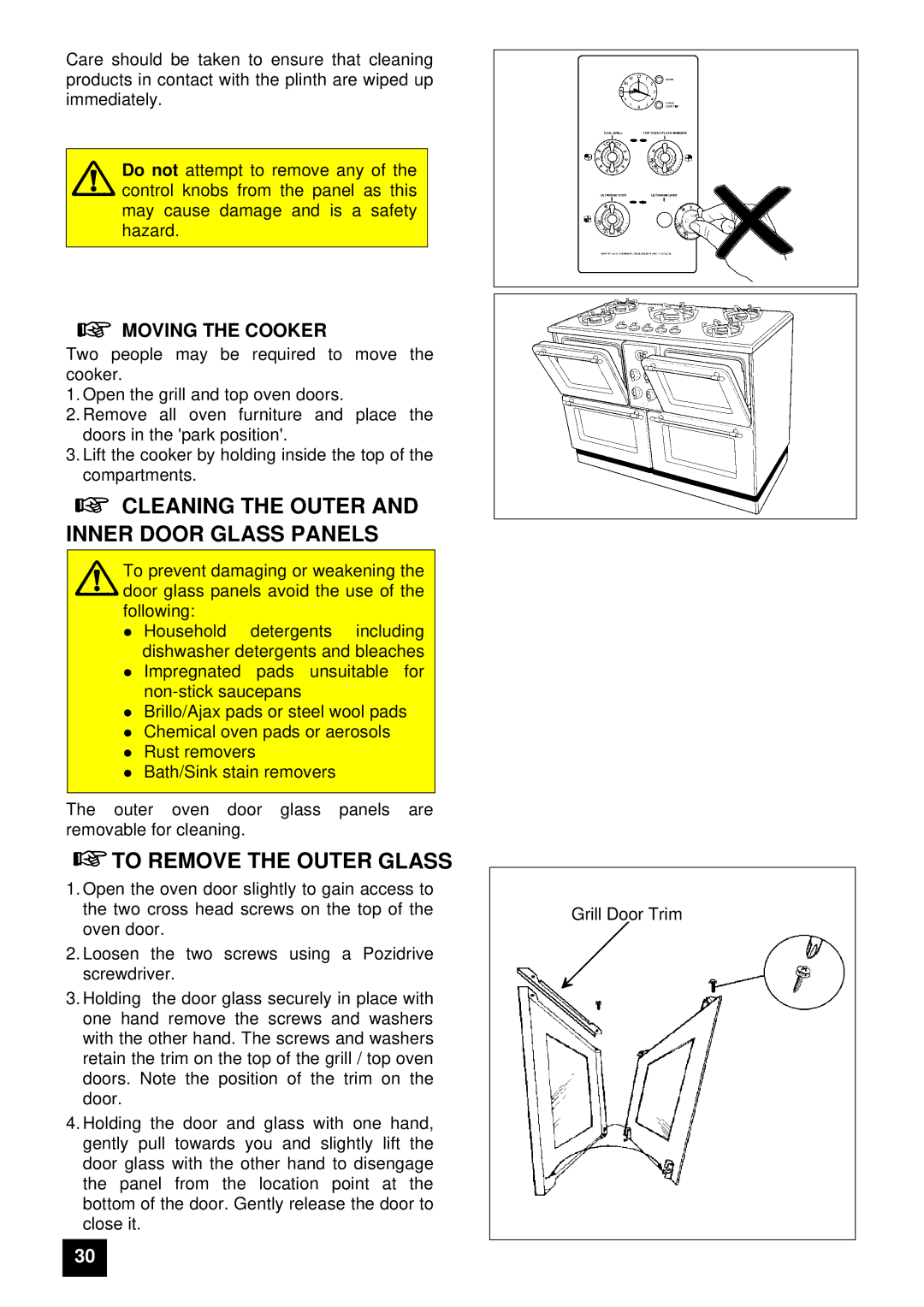 Electrolux U03059 installation instructions Cleaning the Outer and Inner Door Glass Panels, To Remove the Outer Glass 