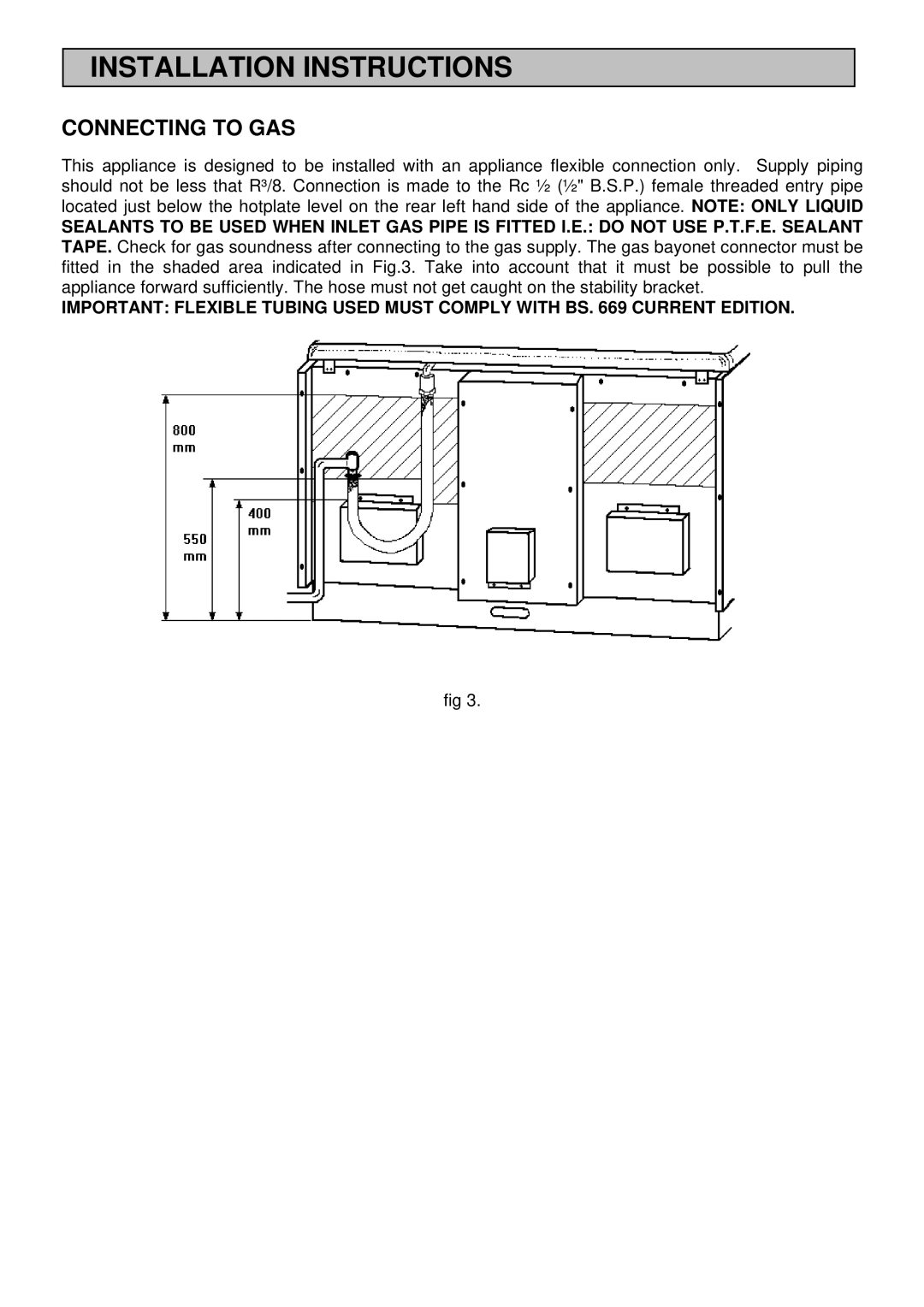 Electrolux U03059 installation instructions Connecting to GAS 