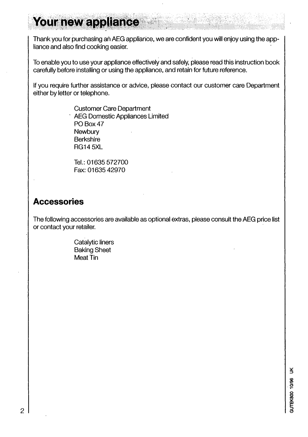 Electrolux U03070 manual 