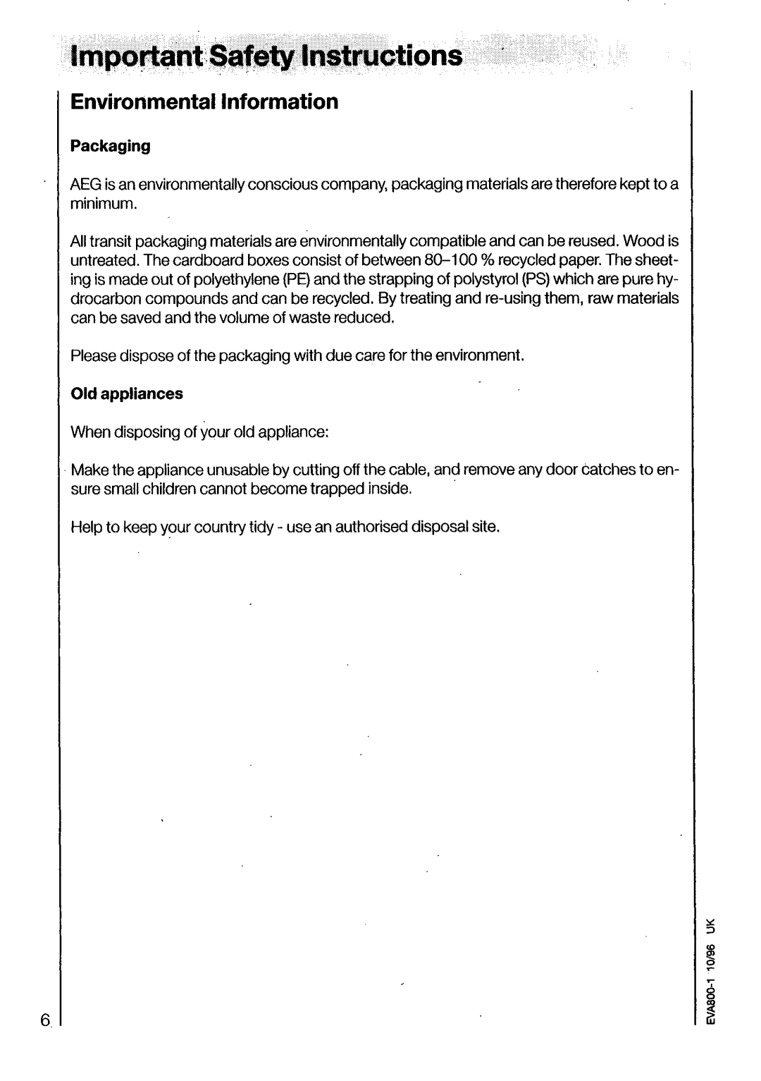 Electrolux U03070 manual 