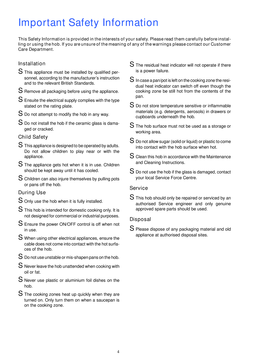 Electrolux U20452 manual Important Safety Information 