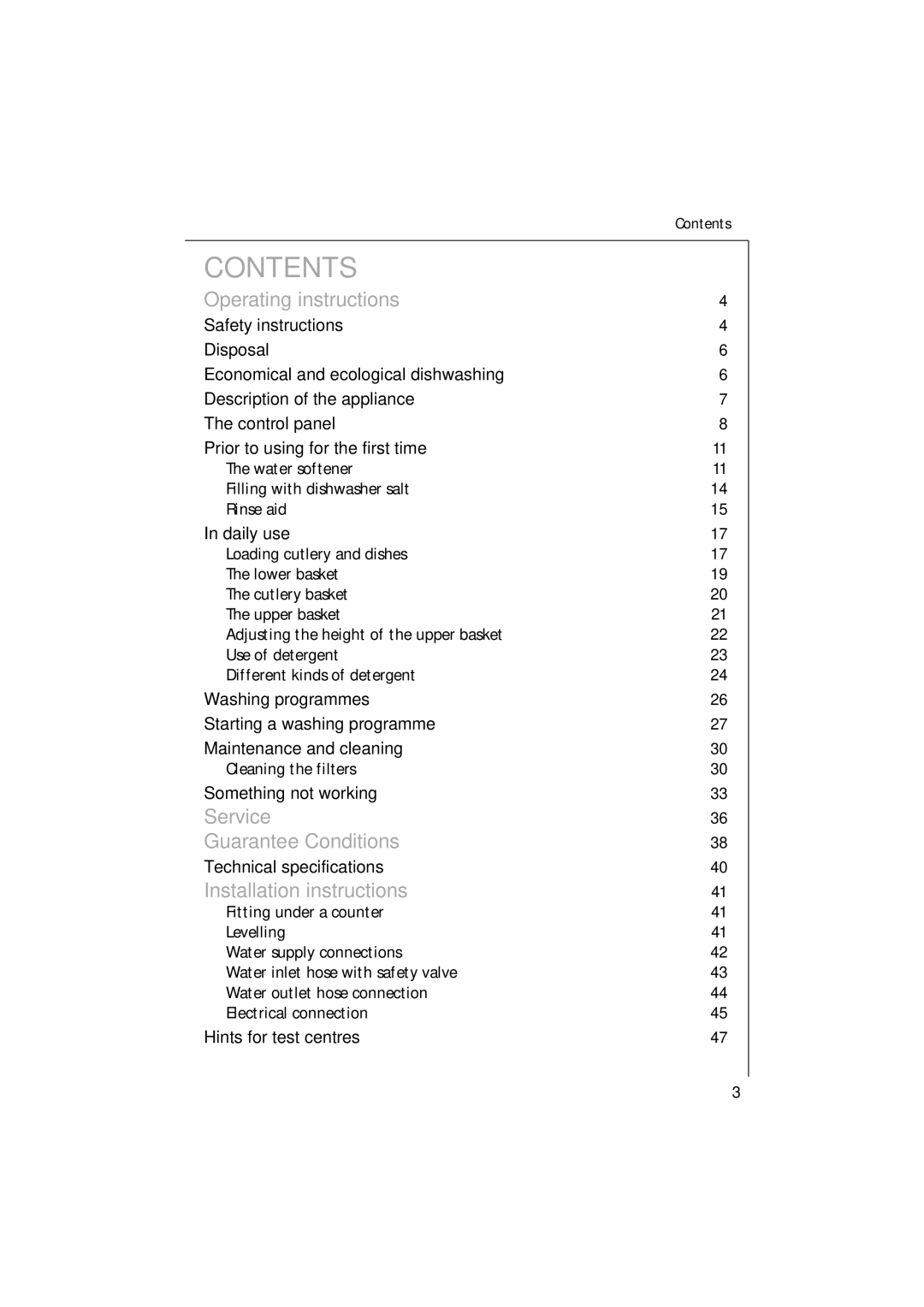 Electrolux U30205 manual Contents 