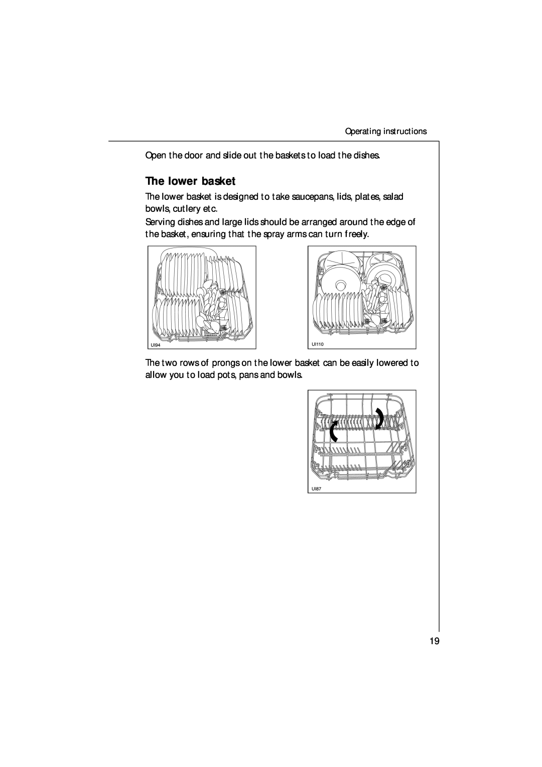 Electrolux U30205 manual The lower basket 