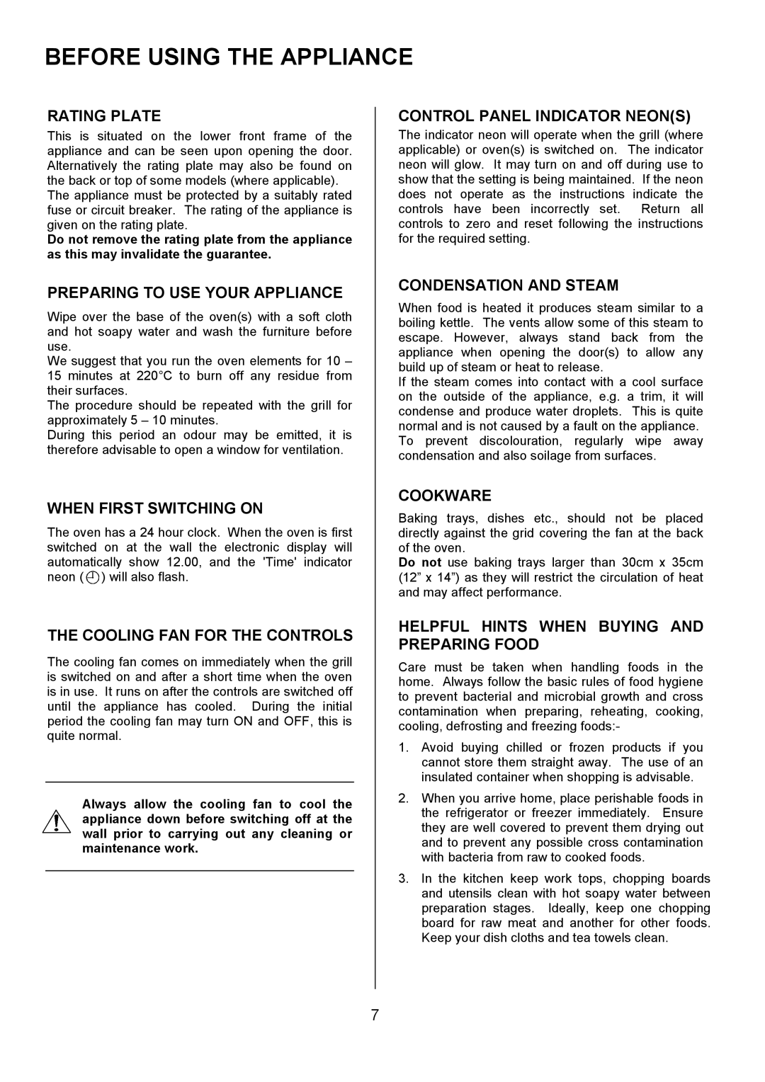 Electrolux U3100-4 manual Before Using the Appliance 