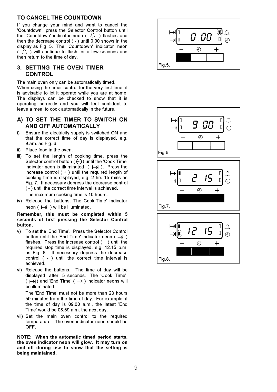 Electrolux U3100-4 manual To Cancel the Countdown, Setting the Oven Timer Control 