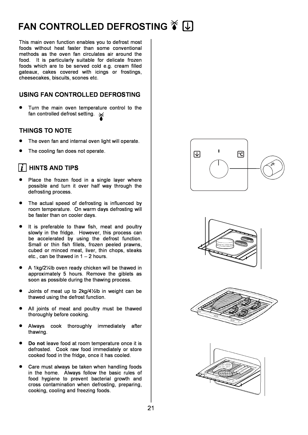 Electrolux U3100-4 manual Using Fan Controlled Defrosting, Things To Note, Hints And Tips 