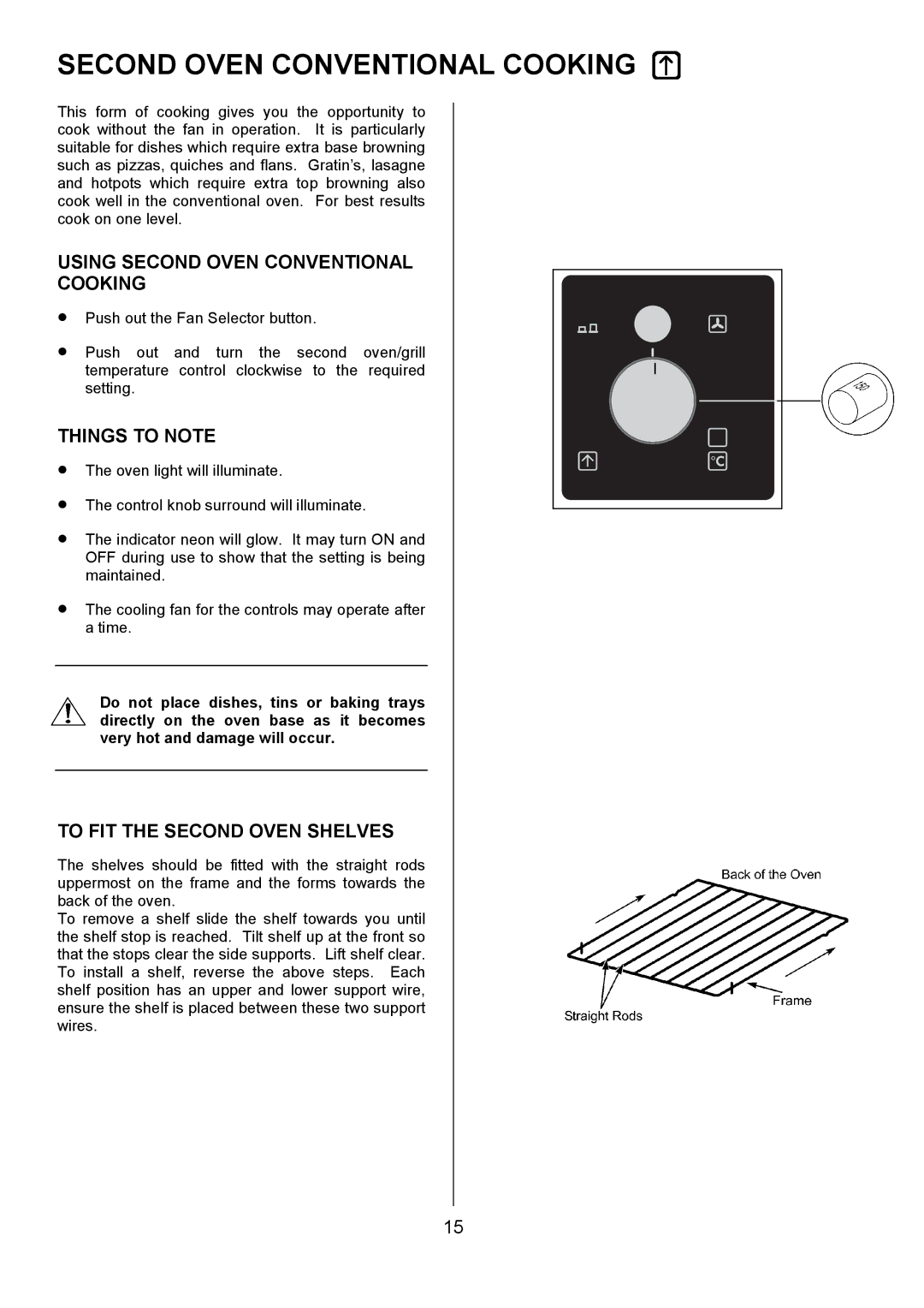 Electrolux U7101-4 operating instructions Using Second Oven Conventional Cooking 