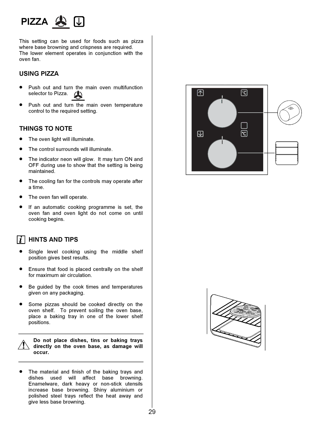 Electrolux U7101-4 operating instructions Using Pizza 