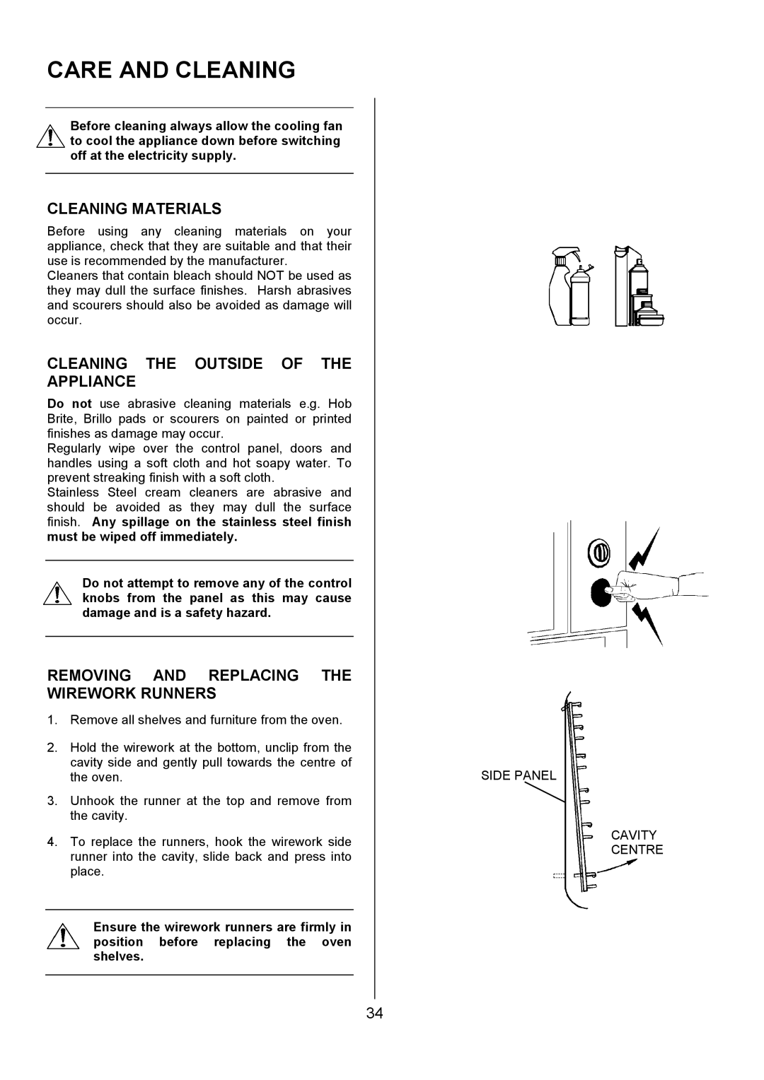 Electrolux U7101-4 operating instructions Care and Cleaning, Cleaning Materials, Cleaning the Outside of the Appliance 