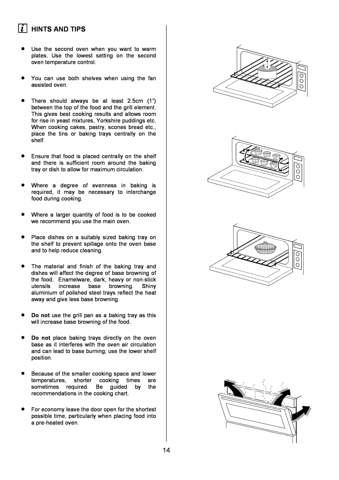 Electrolux U7101-4 operating instructions Hints And Tips, You can use both shelves when using the fan assisted oven 