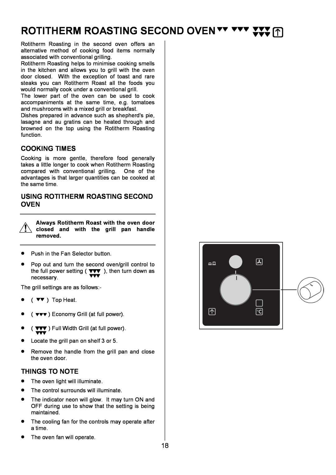 Electrolux U7101-4 operating instructions Cooking Times, Using Rotitherm Roasting Second Oven, Things To Note 