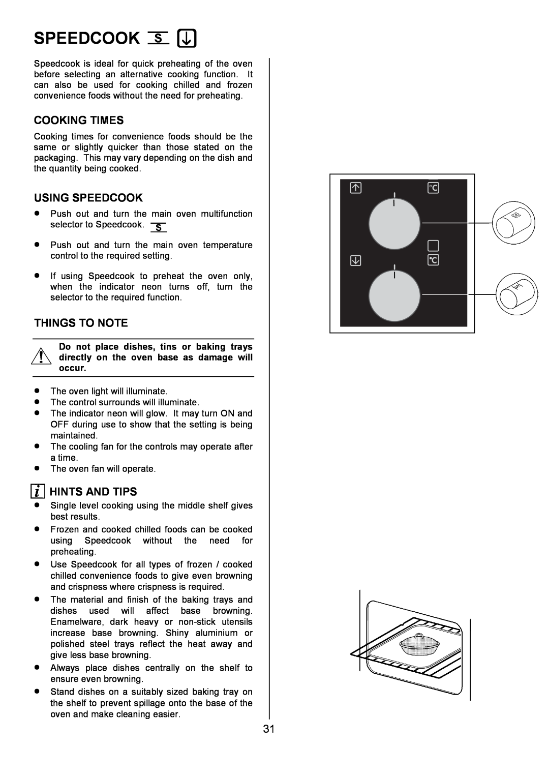 Electrolux U7101-4 operating instructions Using Speedcook, Cooking Times, Things To Note, Hints And Tips 