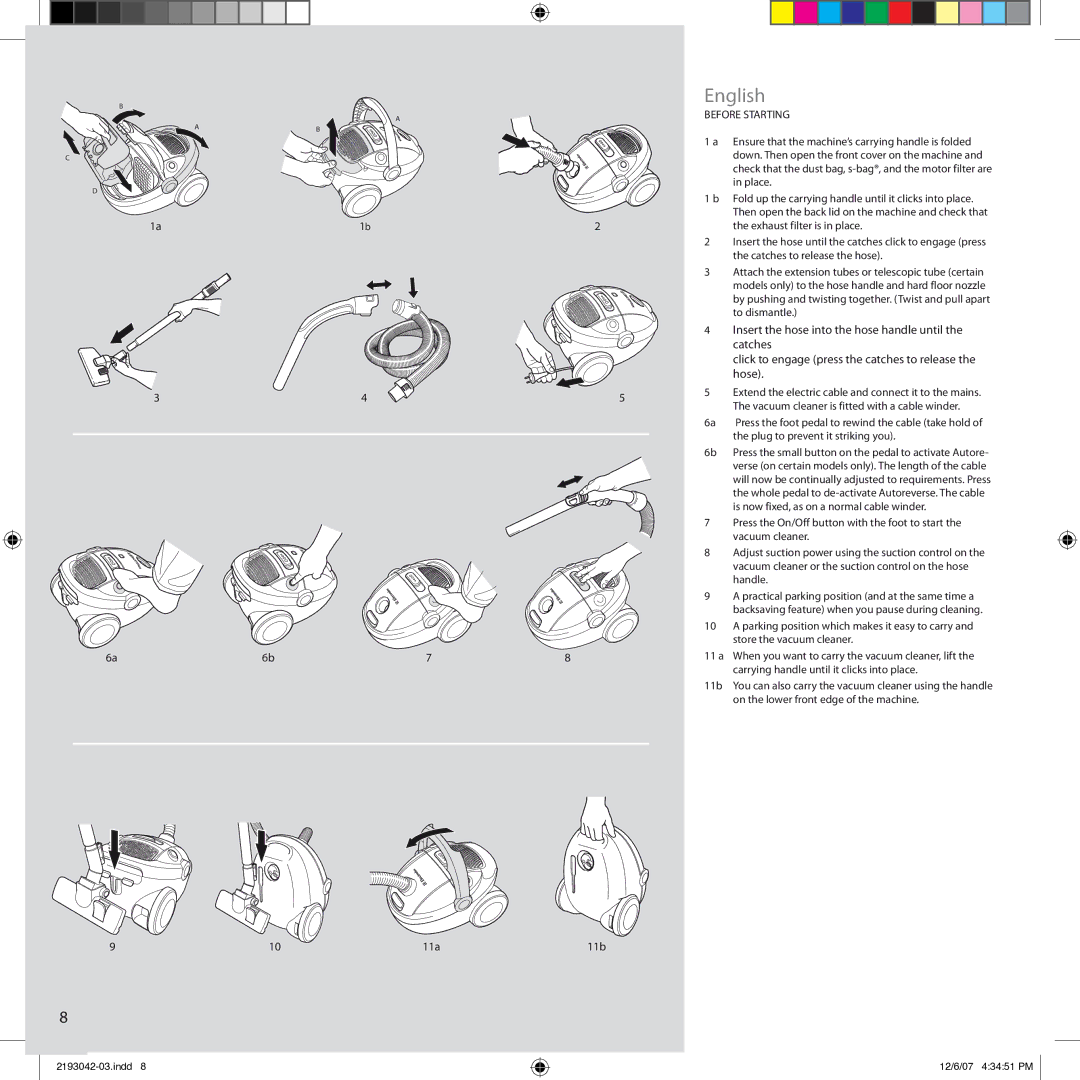 Electrolux Ultra Silencer manual Before Starting 