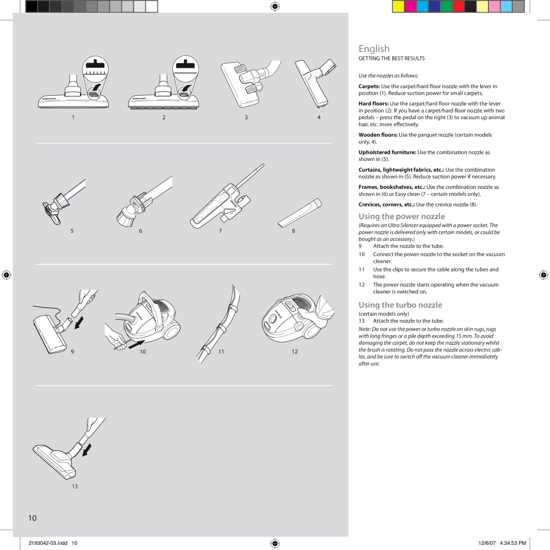 Electrolux Ultra Silencer manual Using the power nozzle 