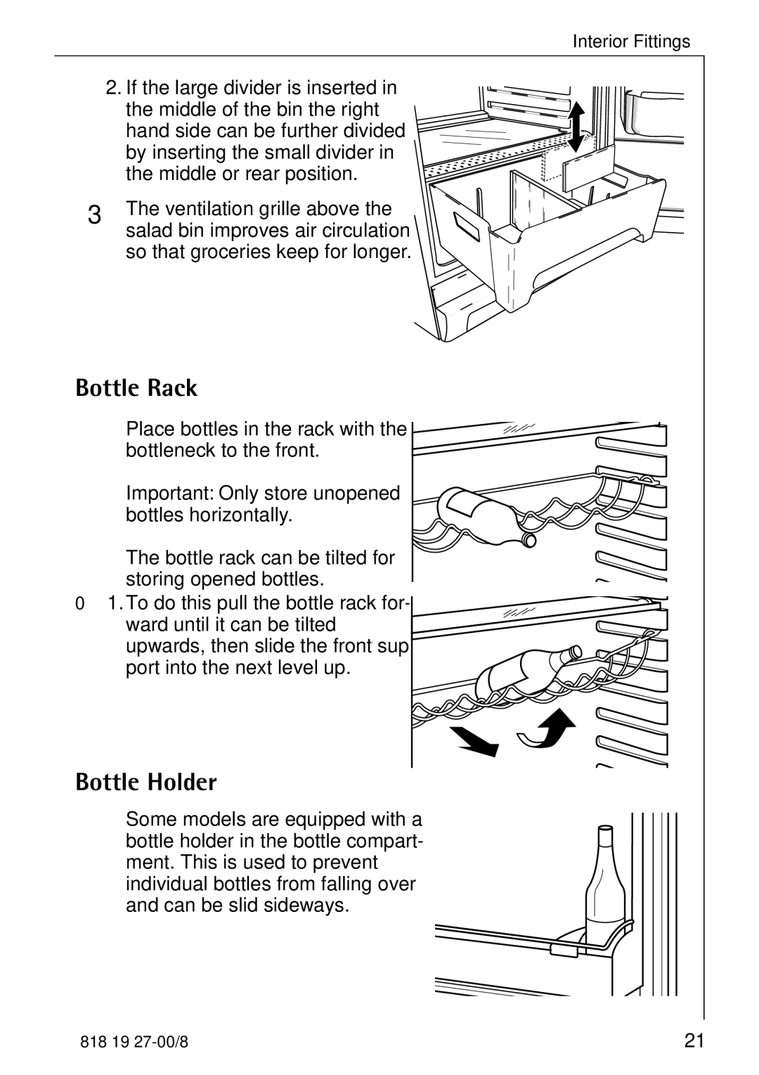 Electrolux Upright Refrigerator manual Bottle Rack, Bottle Holder 