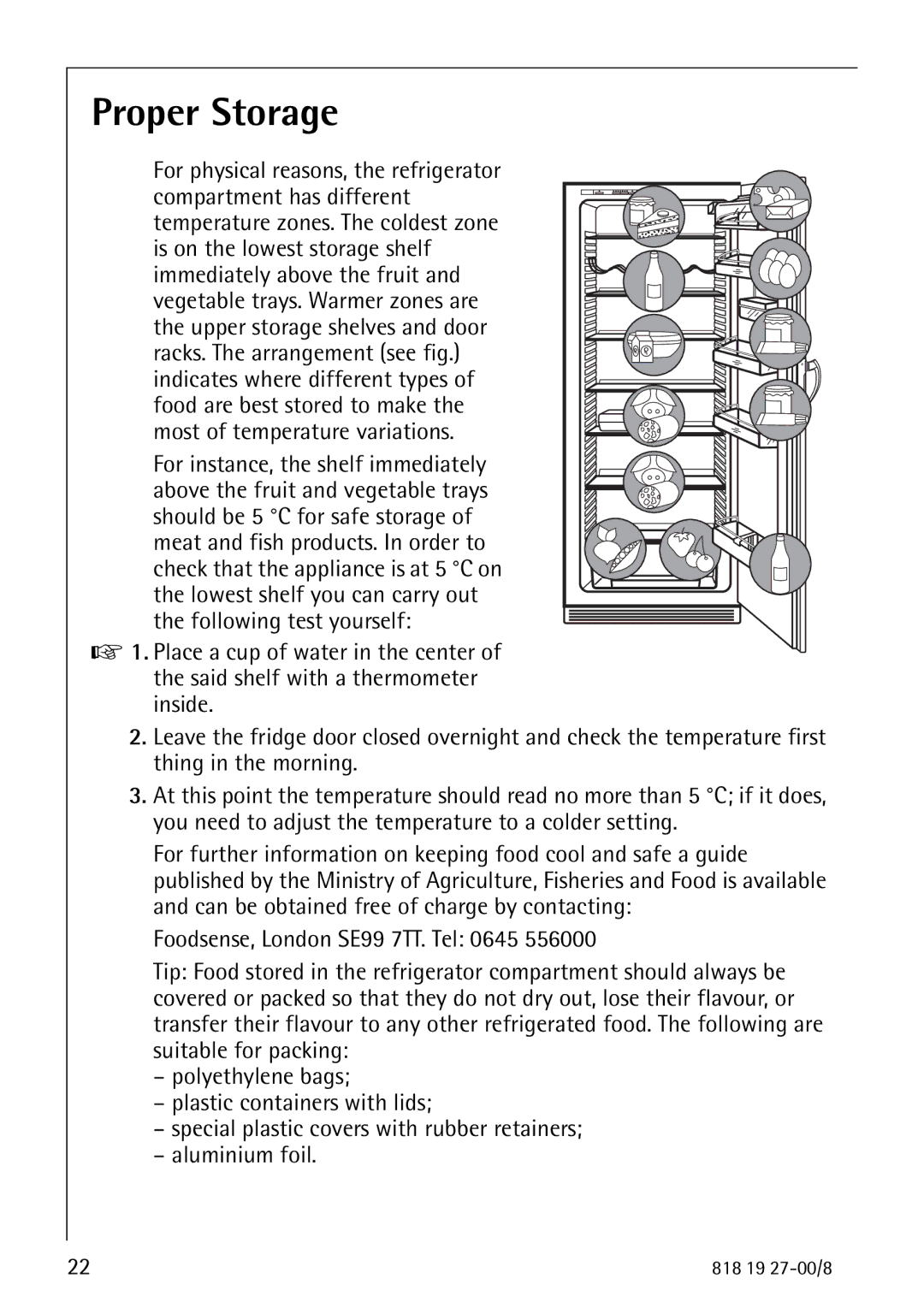 Electrolux Upright Refrigerator manual Proper Storage 