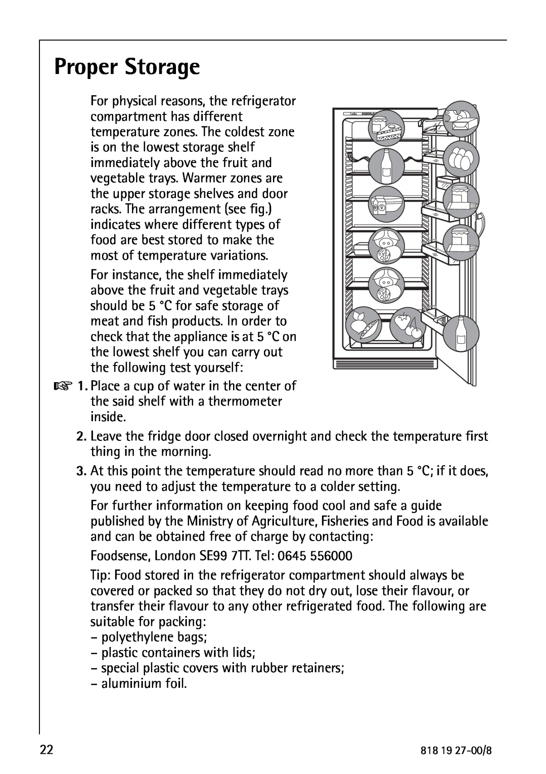 Electrolux Upright Refrigerator manual Proper Storage 