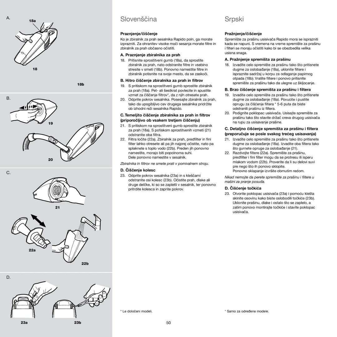 Electrolux Vacuum Cleaner manual SlovenščinaSrpski 