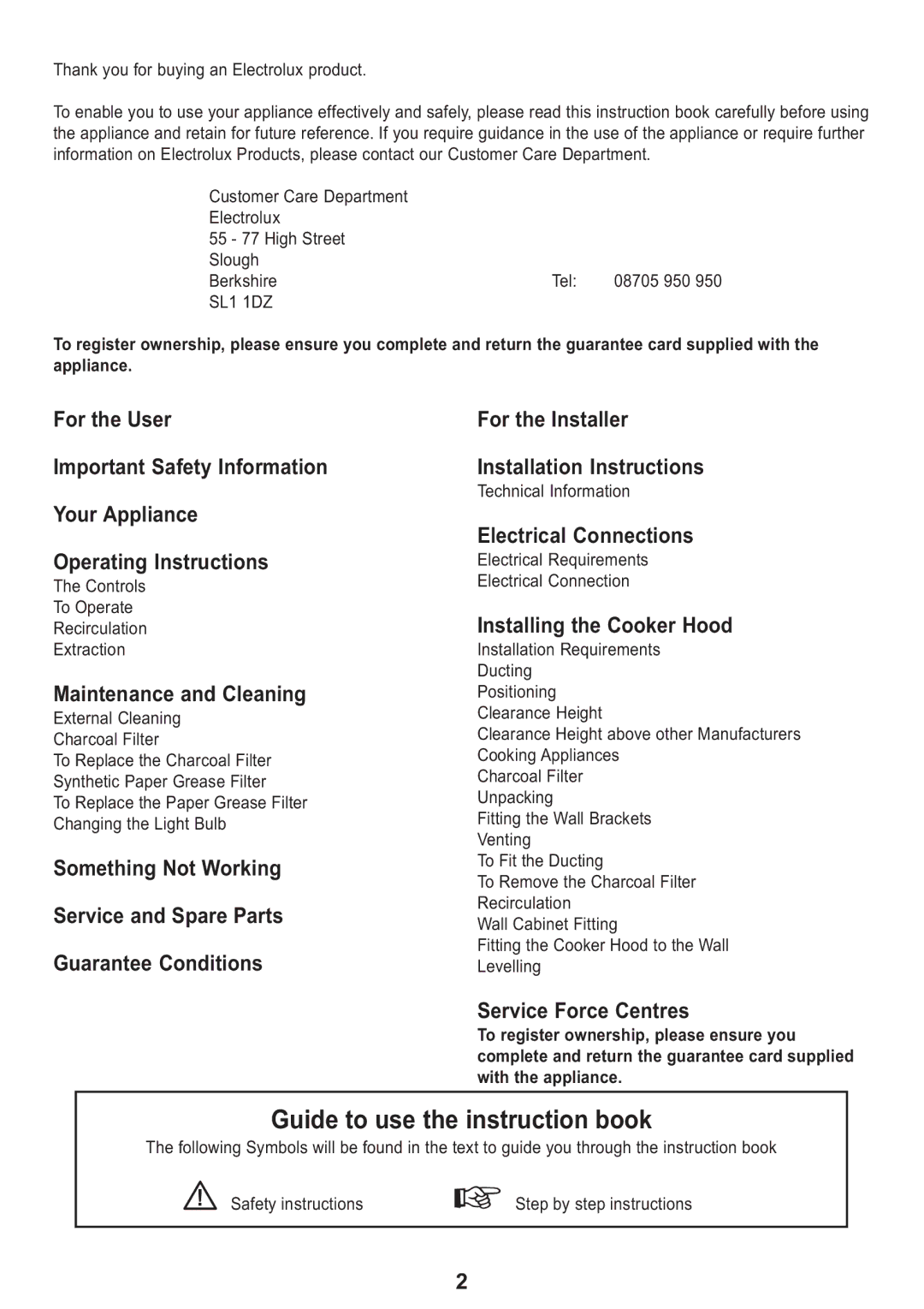 Electrolux Ventilation Hood manual Maintenance and Cleaning, Electrical Connections, Installing the Cooker Hood 