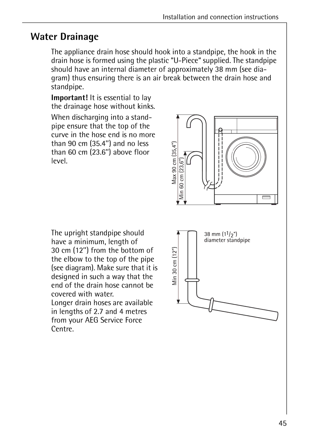 Electrolux W 1250 manual Water Drainage 