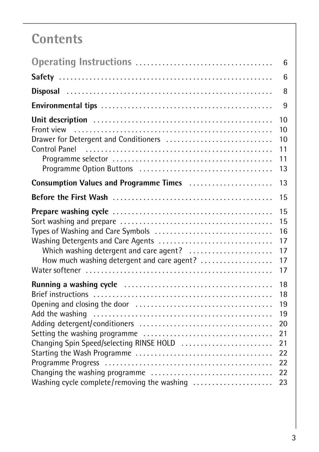 Electrolux W 1460 manual Contents 