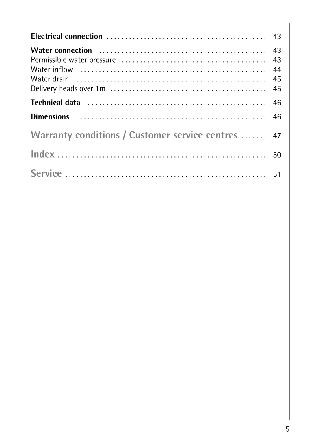 Electrolux W 1460 manual Warranty conditions / Customer service centres 