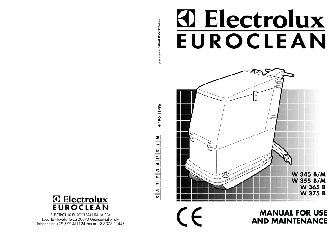 Electrolux W 365 B, W 375 B, W 345 B/M, W 355 B/M manual Manual for USE and Maintenance 