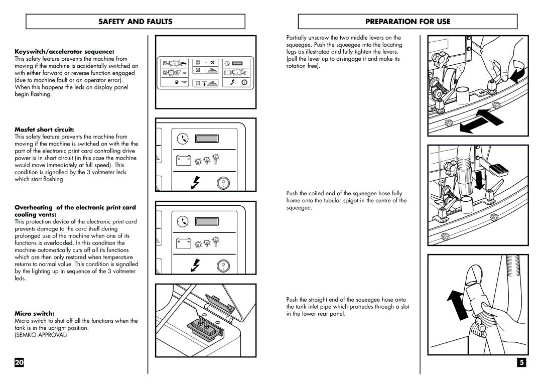 Electrolux W 355 B/M, W 375 B, W 365 B, W 345 B/M manual Safety and Faults, Preparation for USE 