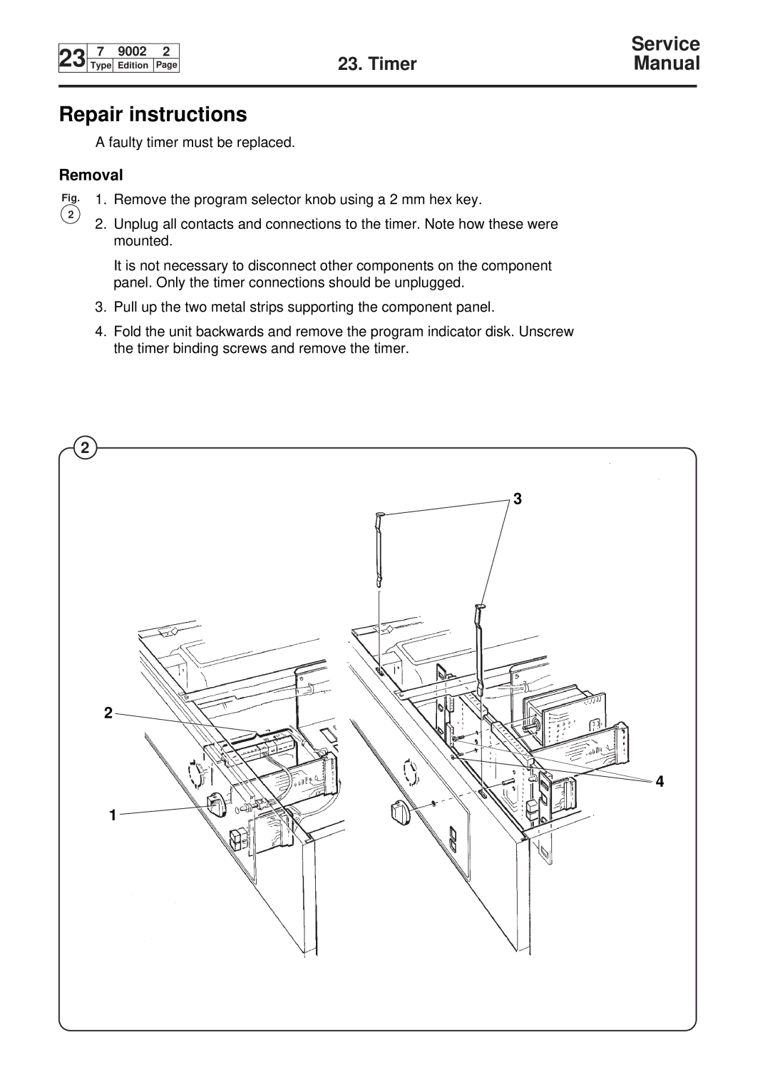 Electrolux W230, W75, W160, W100 service manual Repair instructions, Removal 