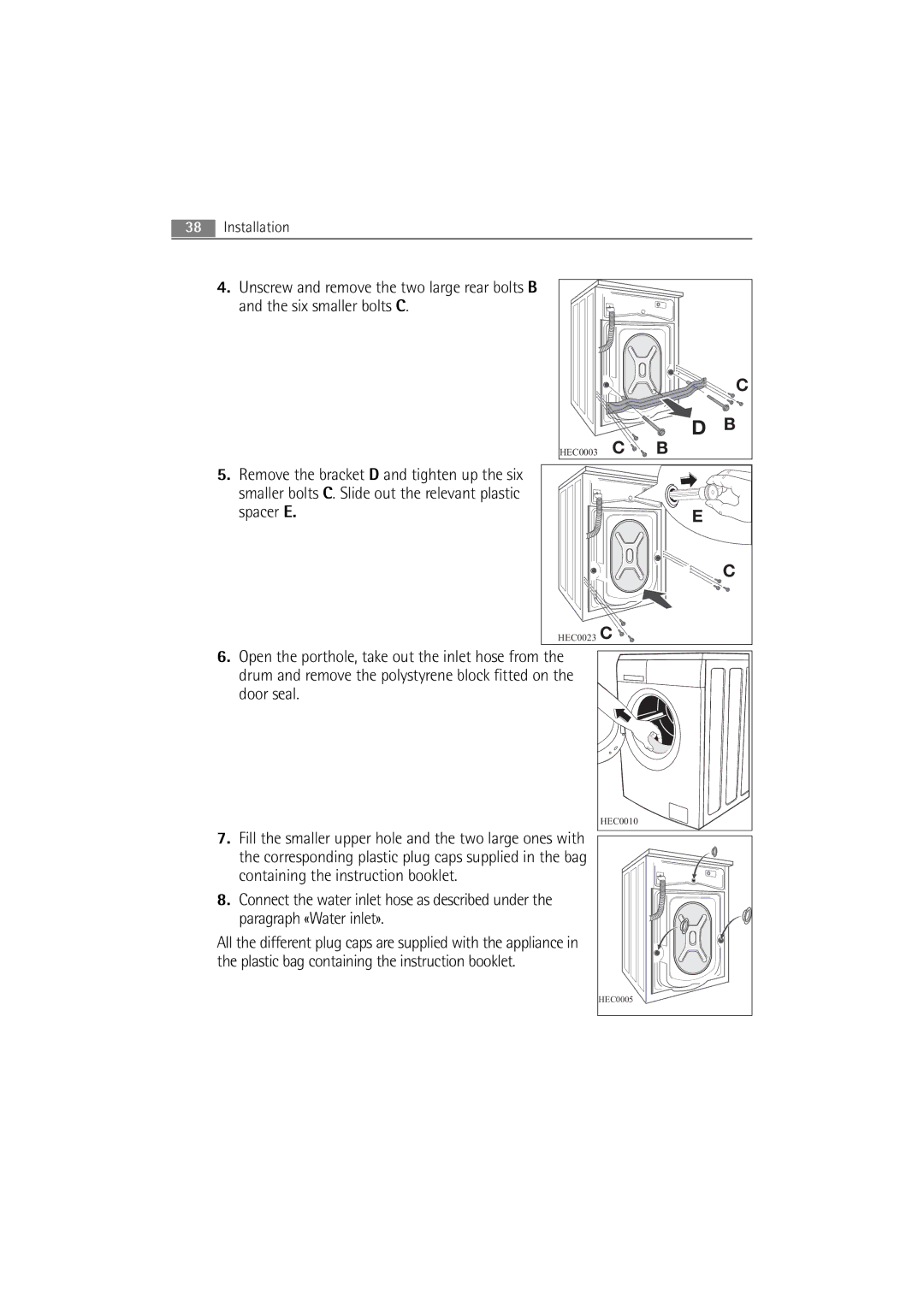 Electrolux WA L2 E100, WA L6 E100, WA L4 E100 user manual HEC0003 HEC0023 C 