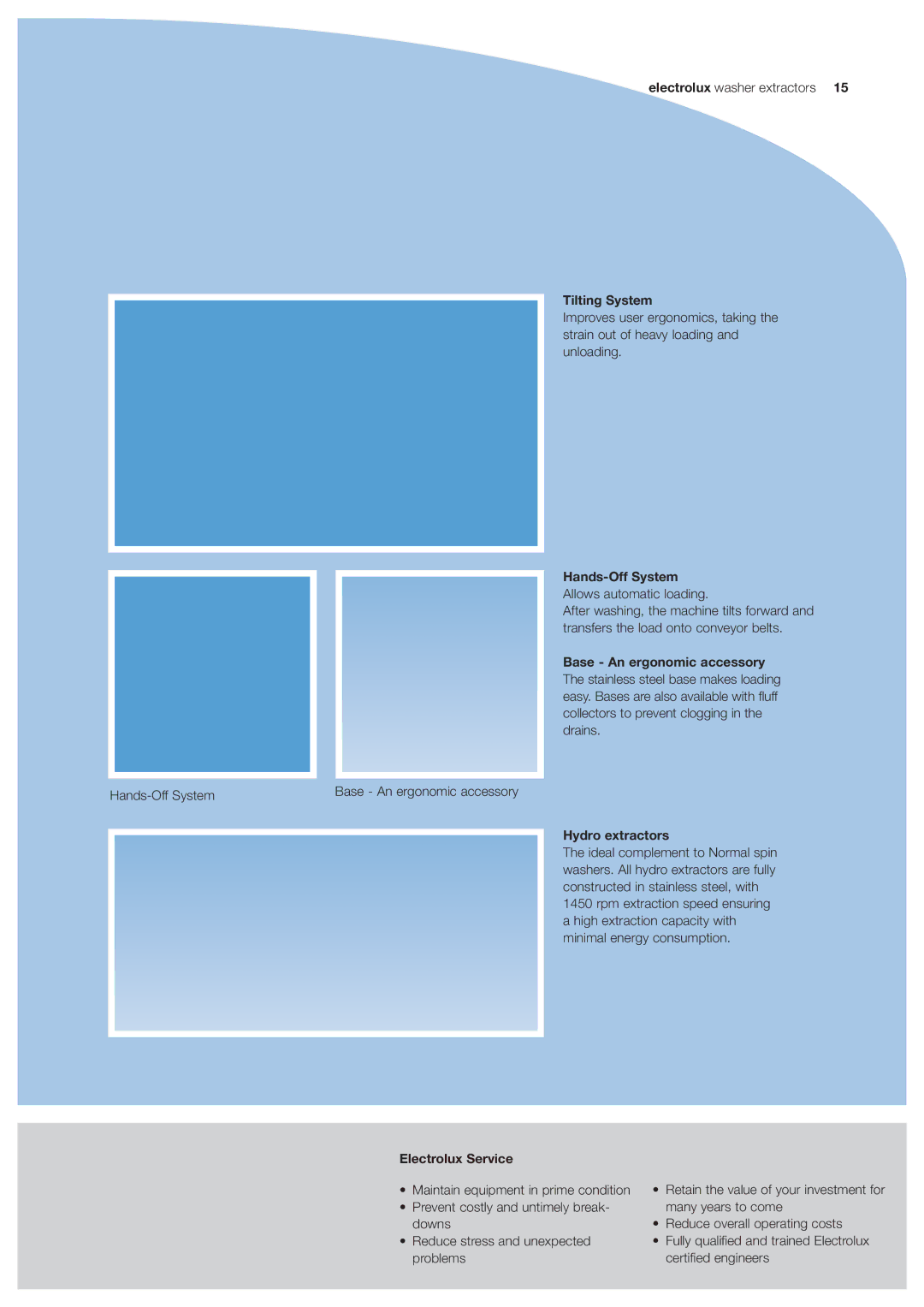 Electrolux Washer manual Electrolux washer extractors Tilting System, Hands-Off System, Base An ergonomic accessory 