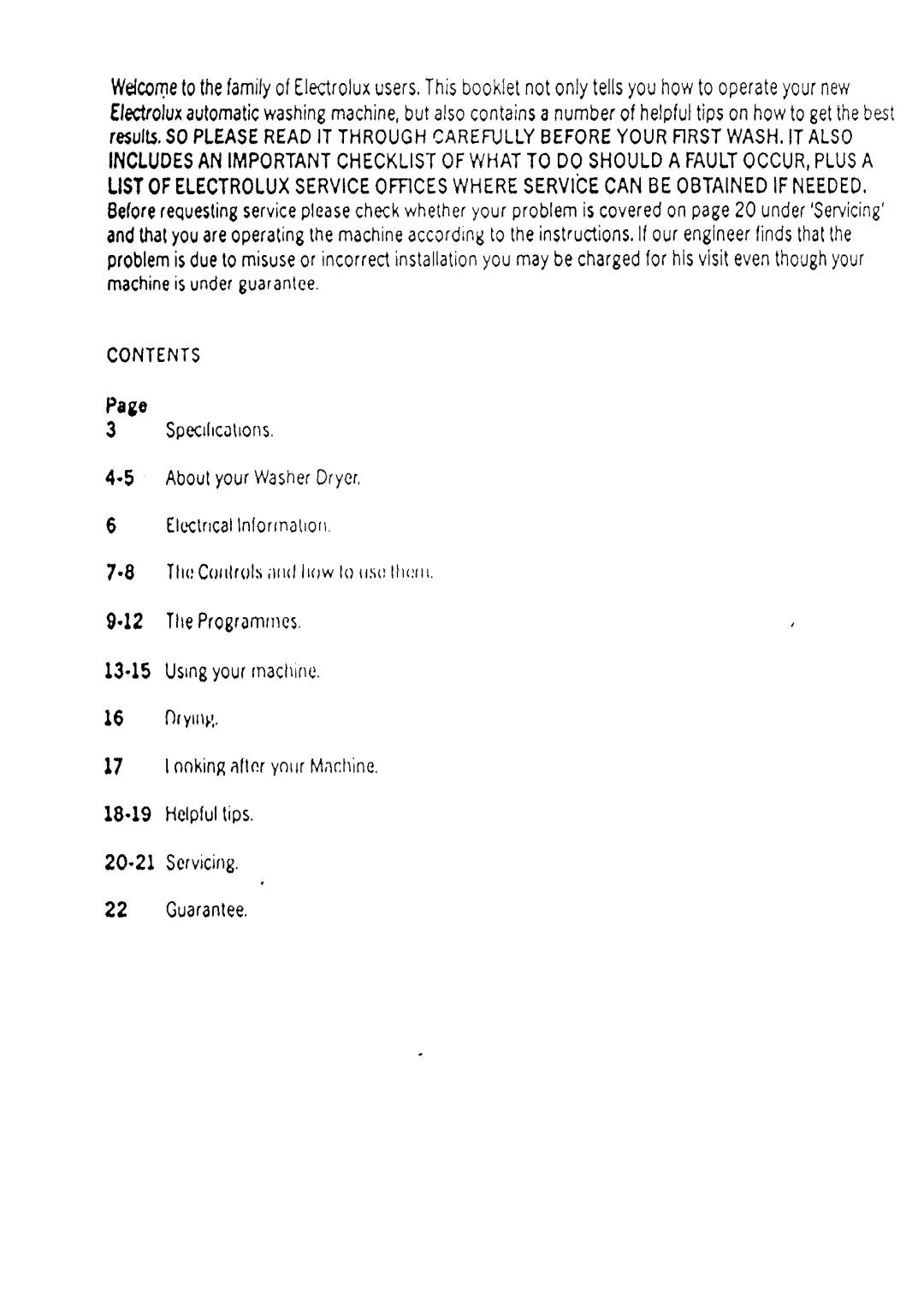 Electrolux WD1034 manual 