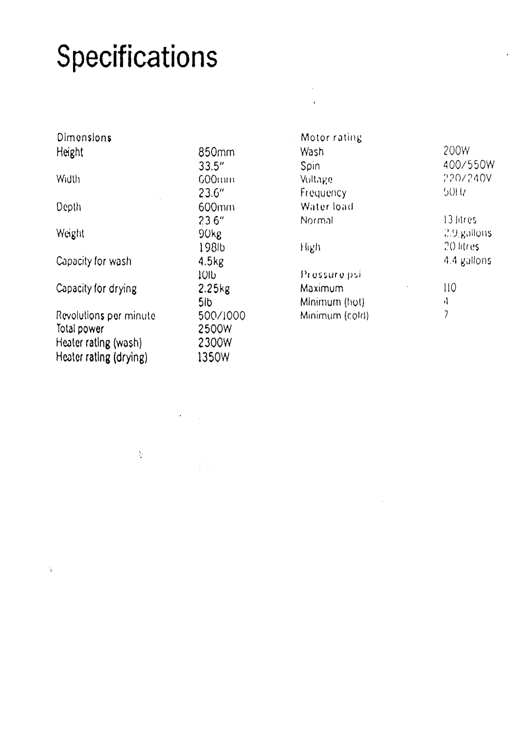 Electrolux WD1034 manual 