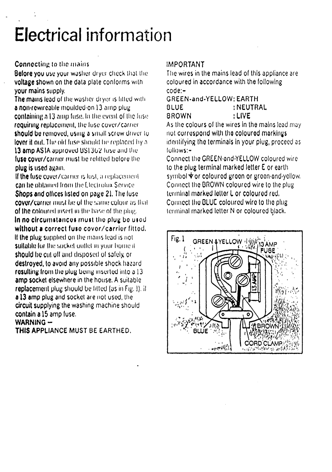 Electrolux WD1034 manual 