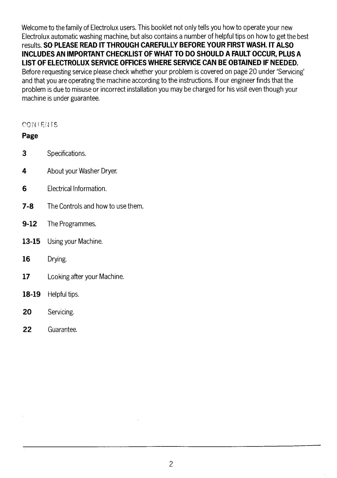 Electrolux WD1035 manual 