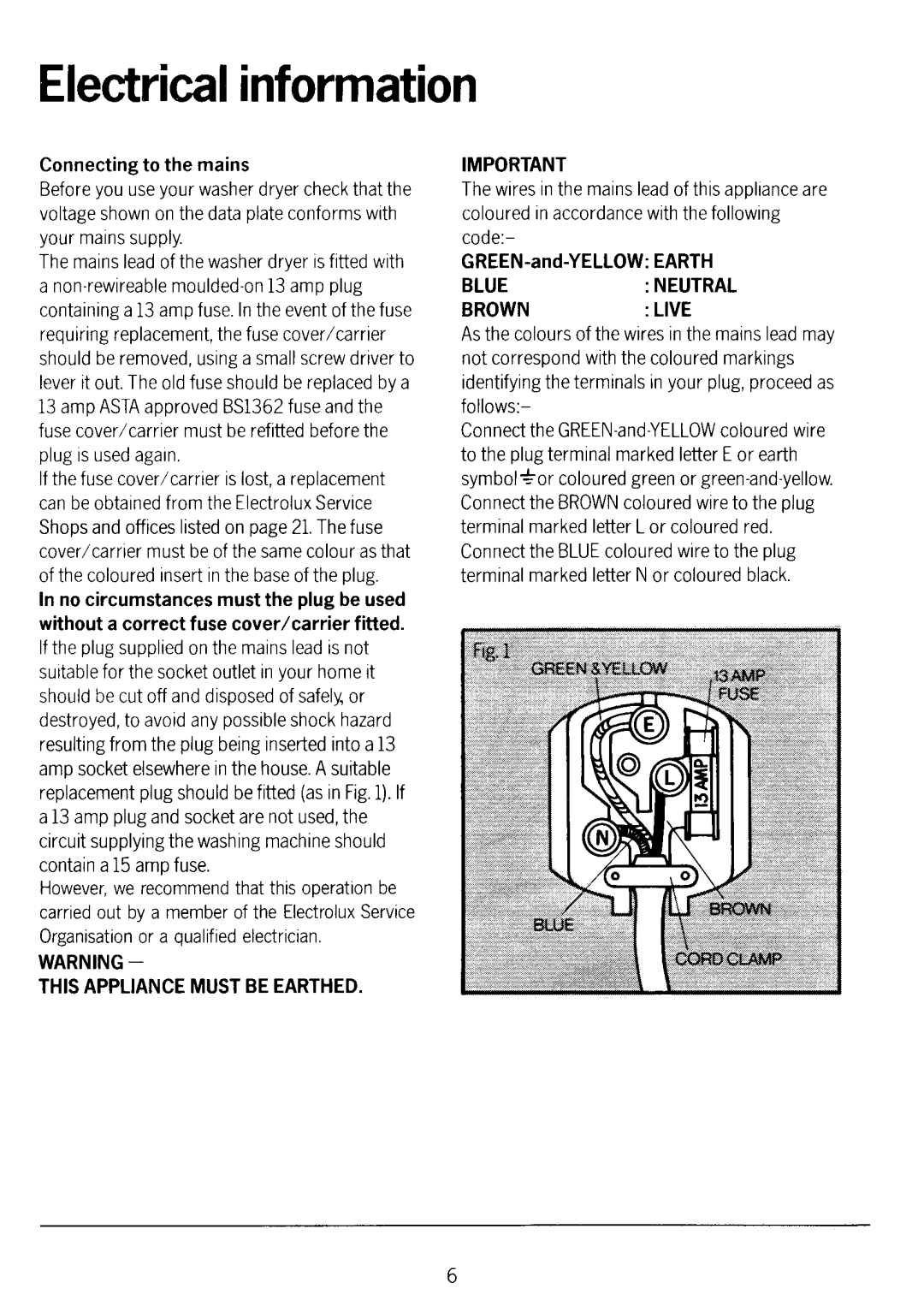 Electrolux WD1038 manual 