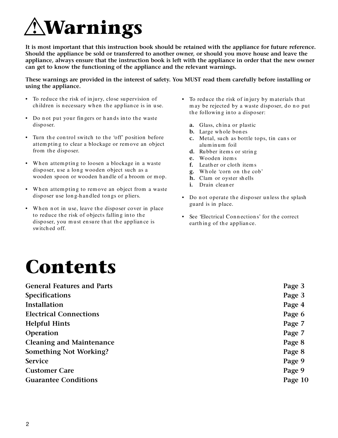 Electrolux WDU4100, WDU4400 manual Contents 