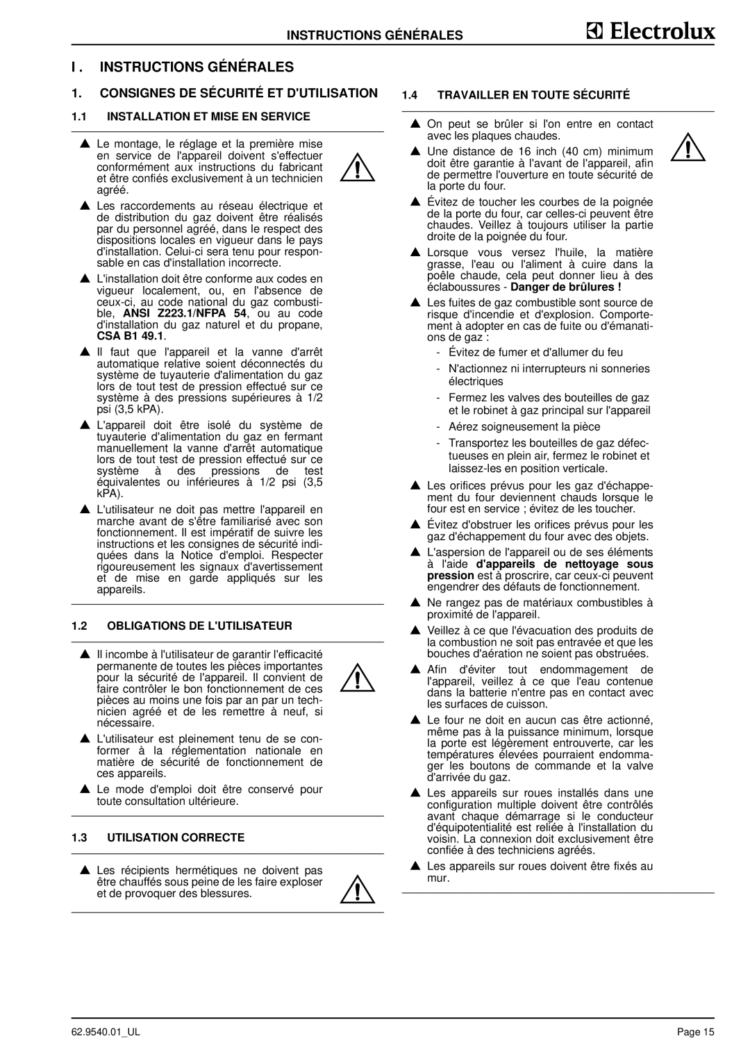 Electrolux 9CHG584108, WGGWDBQQOO, WGGWABQQOO, WGGWDAQQOO manual Instructions Générales, Consignes DE Sécurité ET Dutilisation 