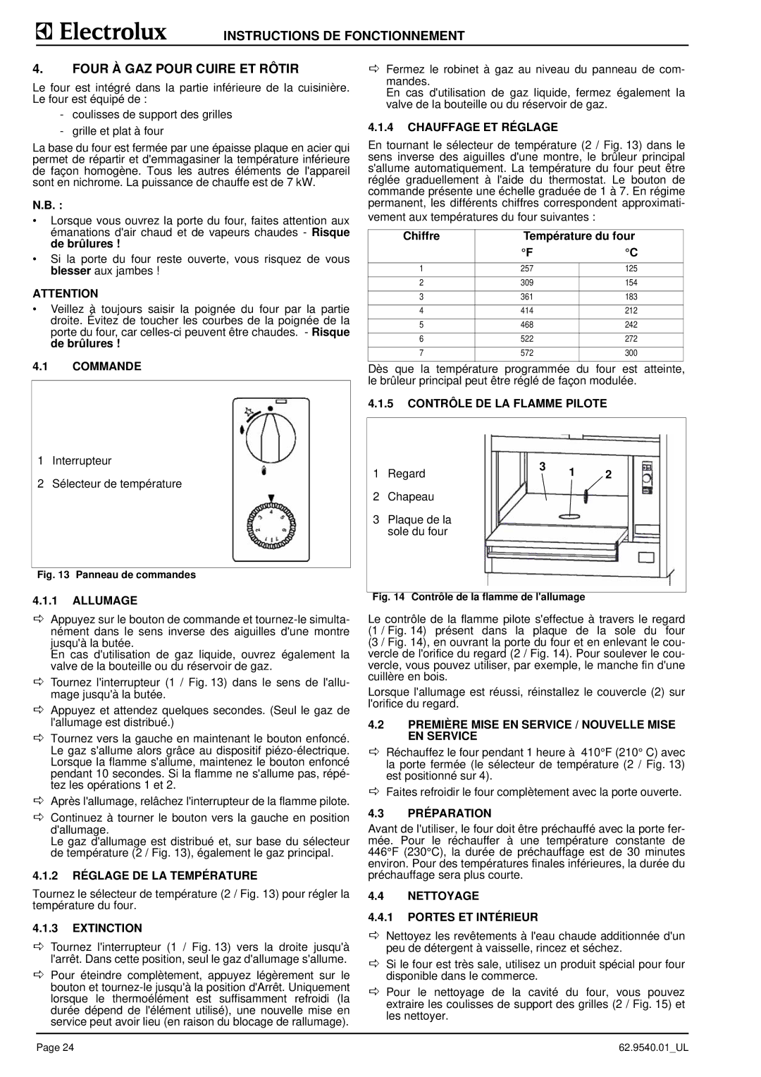 Electrolux WGGWDAQQOO, WGGWDBQQOO Chauffage ET Réglage, Allumage, 2 Réglage DE LA Température, Extinction, Préparation 