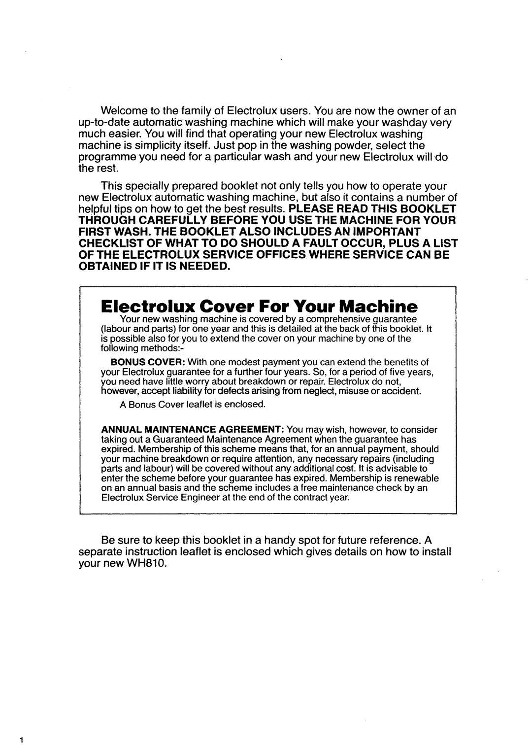 Electrolux WH 810 manual 