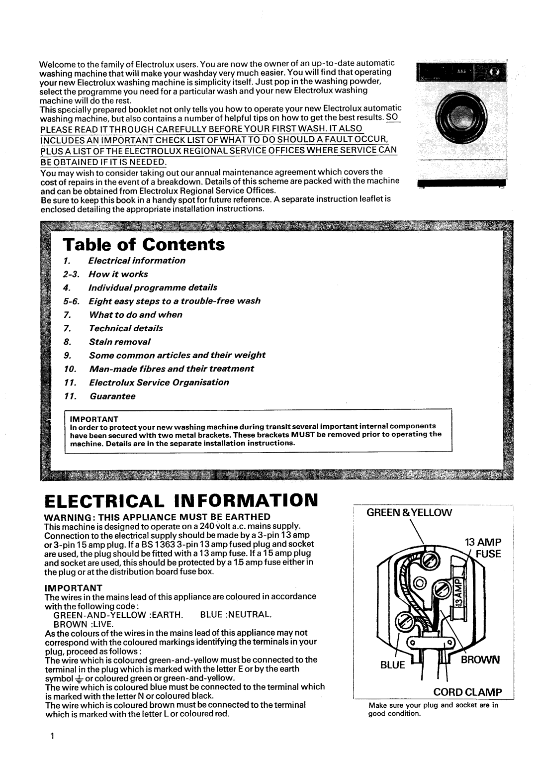 Electrolux WH31 manual 