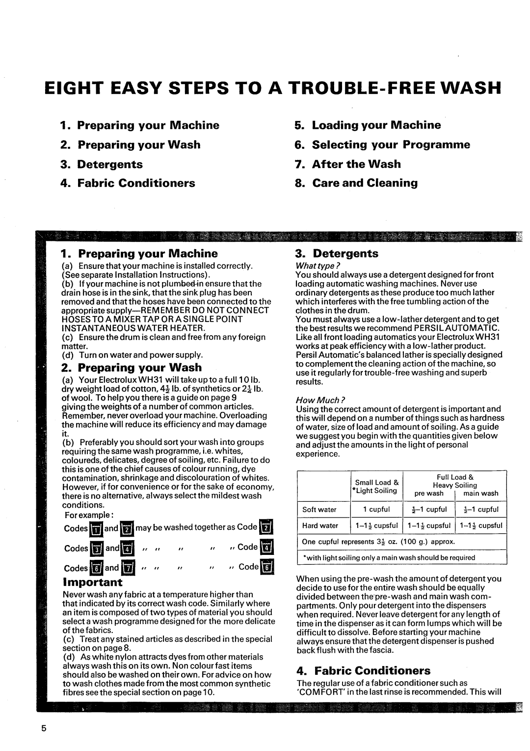 Electrolux WH31 manual 