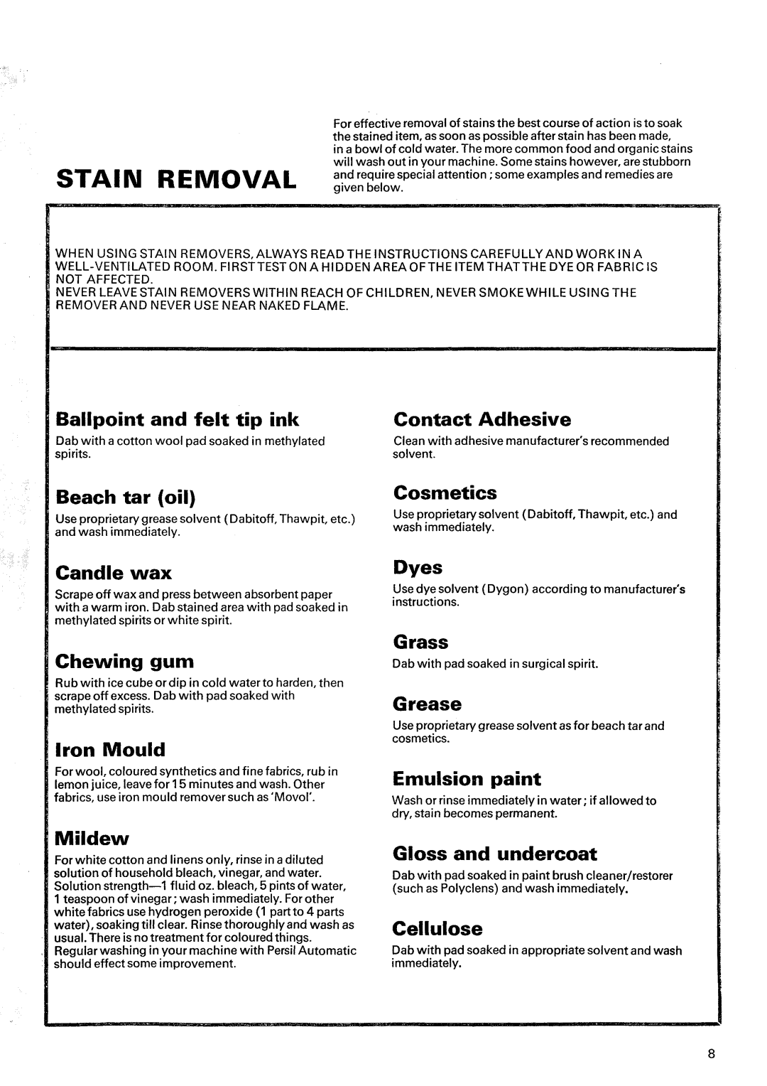 Electrolux WH31 manual 